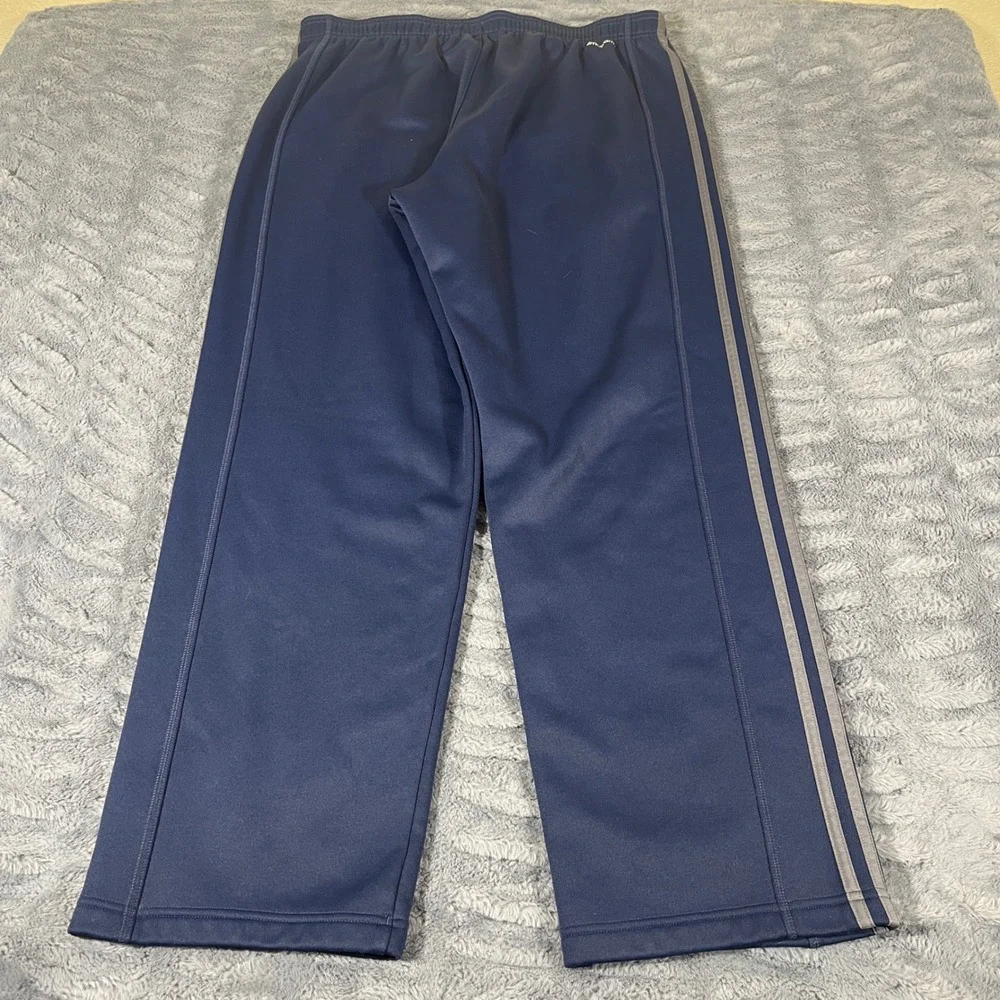 Adidas‎ Climawarm Mens XL Navy Blue Grey 3-Stripes Fleece Lined Track Pants